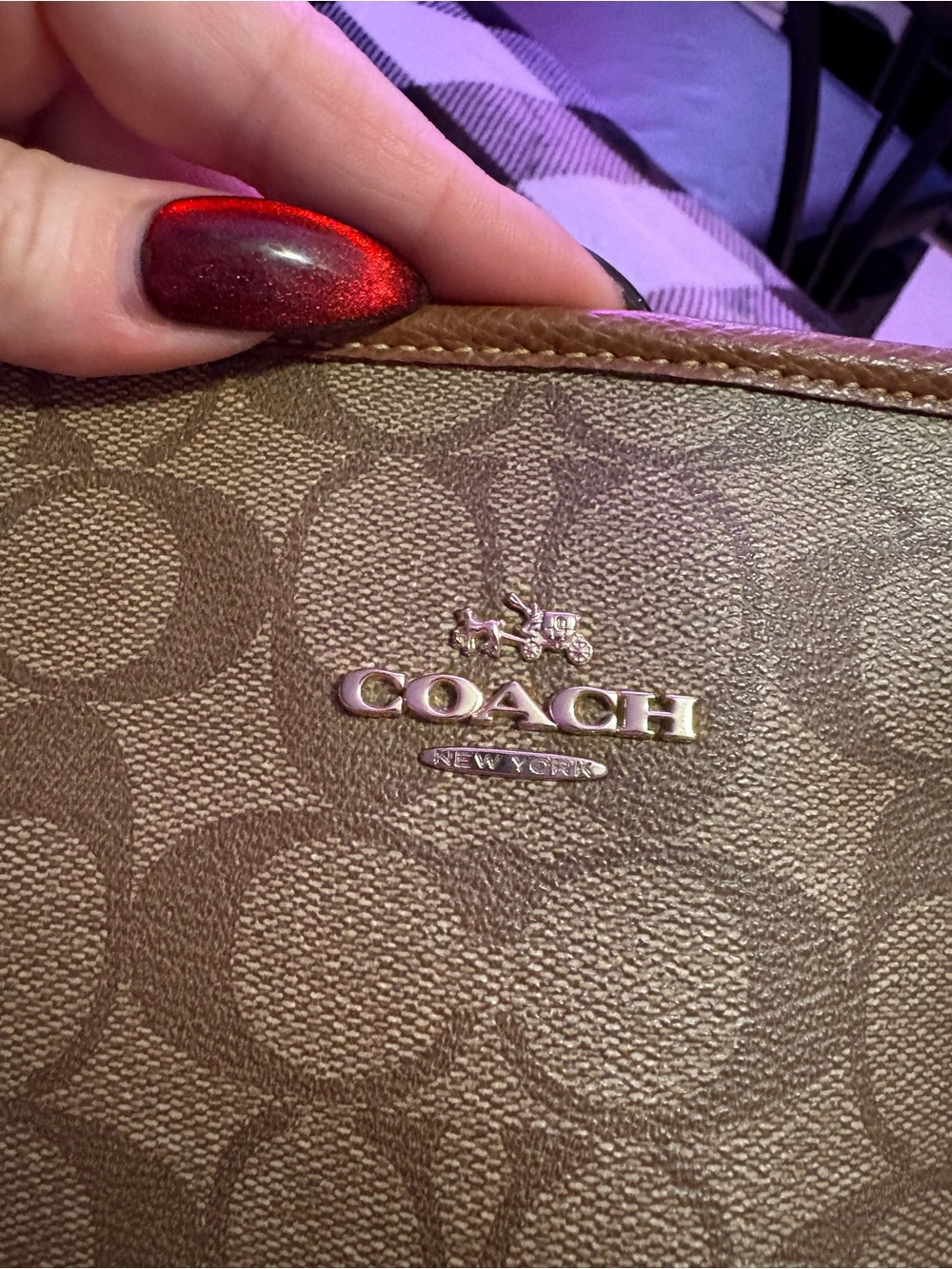 Coach Brown Signature Leather Shoulder Tote - Picture 5 of 11